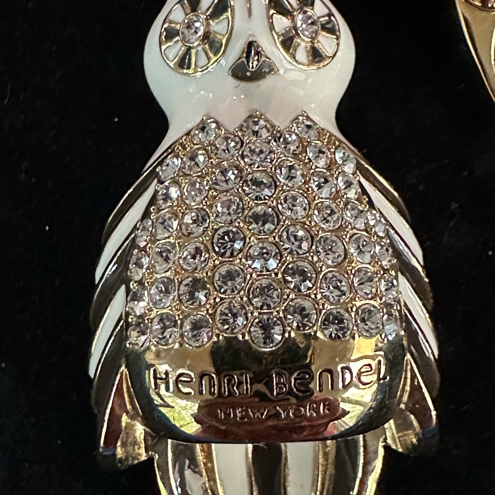 Gorgeous Vintage Henri Bendel Hazel Owl Key Fob W/ Swarovski Crystals NWT - Picture 7 of 16